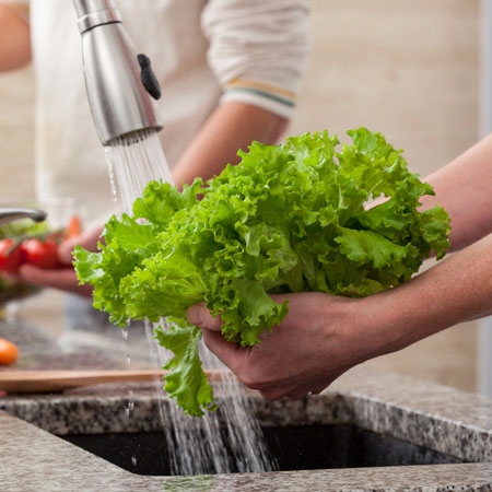 washing veggies